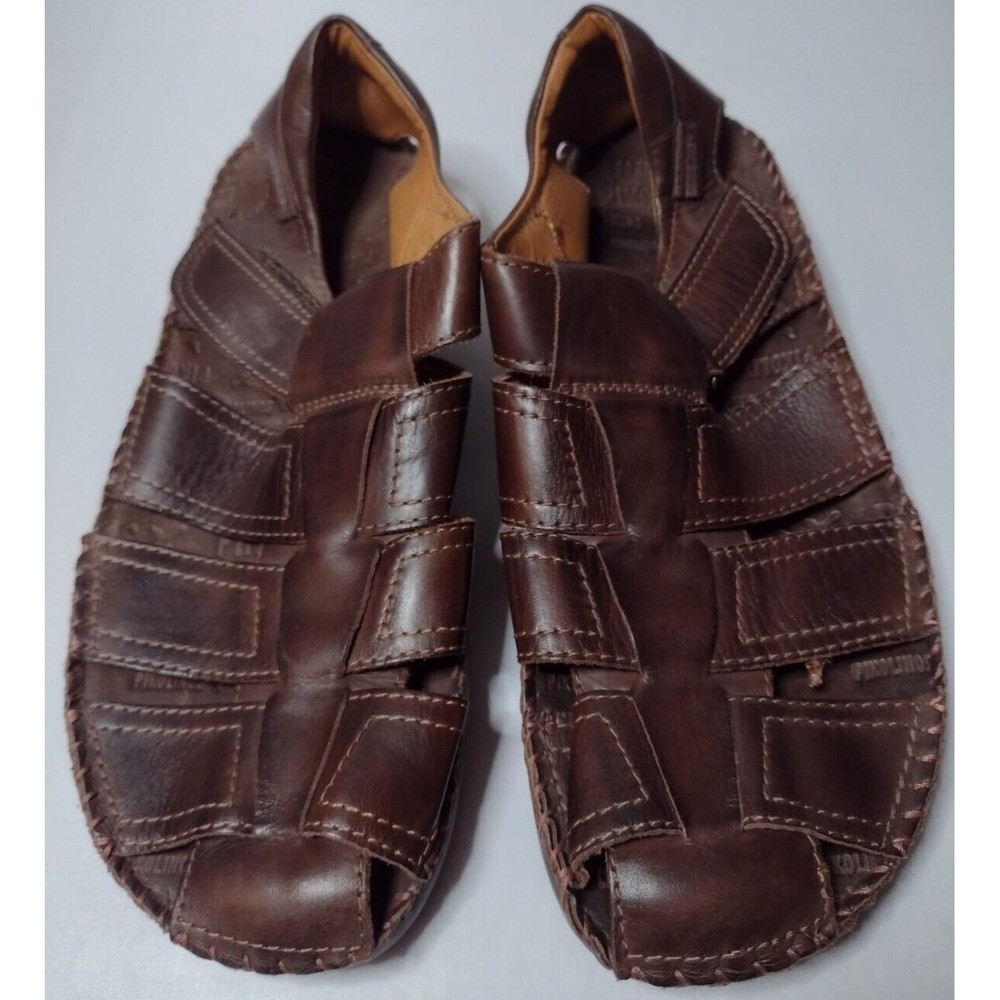 Pikolinos Men's  Leather Fisherman Sandals 44 Brown  Resort Vacation A6
